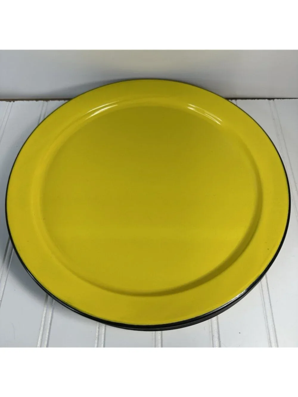 6 OTO Japan Vintage Yellow Enamelware Dishes Plates Mid Century 11.25” Retro MCM